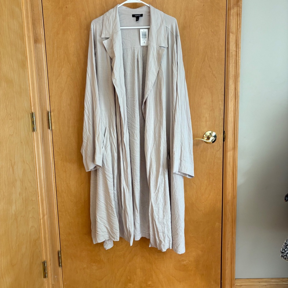 Torrid Women's 6 6X Chateau Gray Drape‎ Trench Coat Plus Size Lightweight Duster